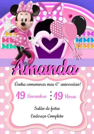 Convite Minnie Rosa Loja de Laços para Editar Online