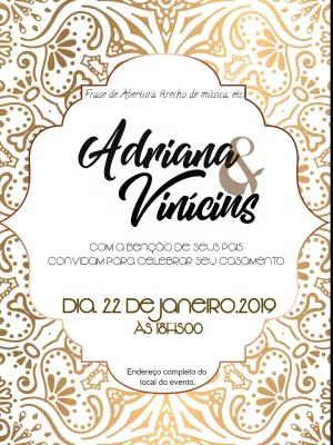 Convite de Casamento Arabescos Dourados para Editar Online
