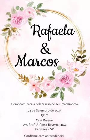 Convite de Casamento Floral com Rosas para Editar Online