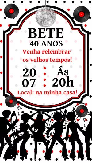 Convite Aniversário Festa Retrô Anos 60 para Editar Online