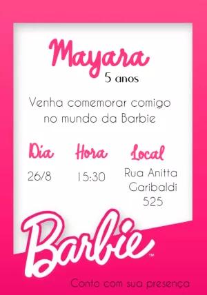 Convite de Aniversário Barbie Rosa para Editar Online