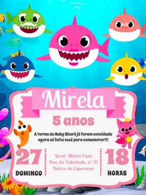 Convite de Aniversário Baby Shark para Editar Online