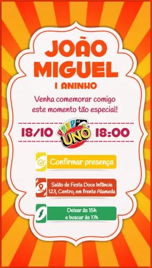Convite Aniversário Uno Jogo de Cartas para Editar Online