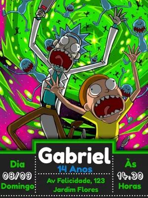 Convite Aniversário Rick e Morty para Editar Online