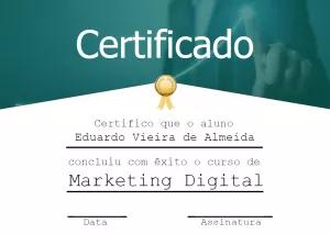 Certificado de Marketing Digital Profissional para Editar