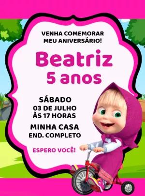 Convite de Aniversário Masha e o Urso para Editar Online
