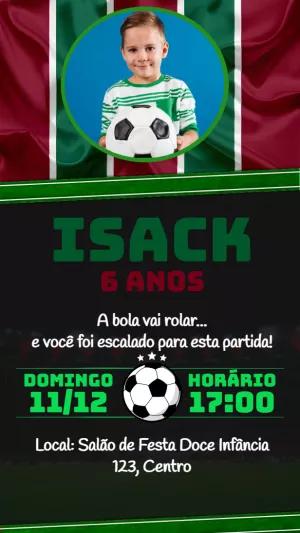 Convite Aniversário Futebol com Foto para Editar Online