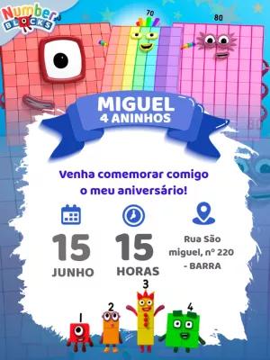 Convite de Aniversário Numberblocks para Editar Online