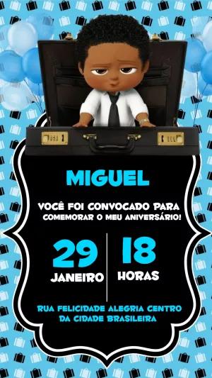 Convite de Aniversário Poderoso Chefinho Negro para Editar