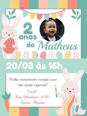 Convite Aniversário Páscoa com Foto para Editar Online