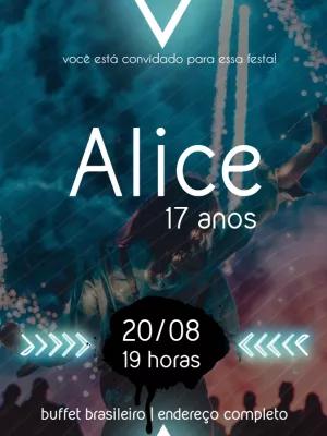 Convite de Aniversário Neon Balada para Editar Online
