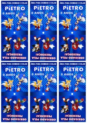 Capa de Pirulito Aniversário Sonic com Personagens para Editar