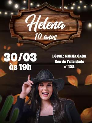Convite Aniversário Tema Boiadeira para Editar Online