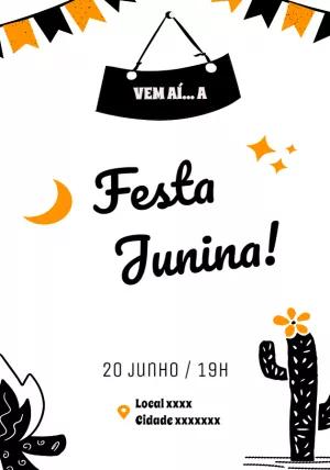 Convite de Festa Junina com elementos típicos para Editar Online