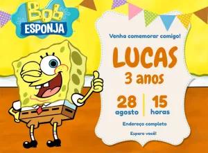 Convite de Aniversário Bob Esponja Editável Online