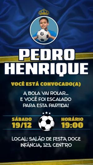 Convite Aniversário Futebol com Foto Editável Online
