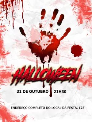 Convite de Halloween Assustador com Sangue para Editar Online