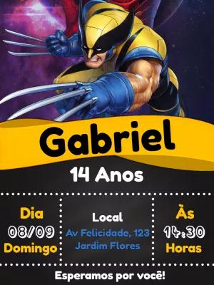 Convite Aniversário Wolverine dos X-Men para Editar Online