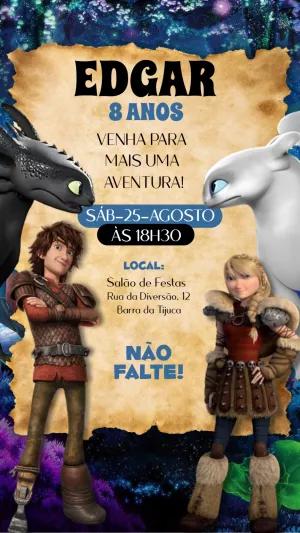 Convite de Aniversário Como Treinar o Seu Dragão para Editar