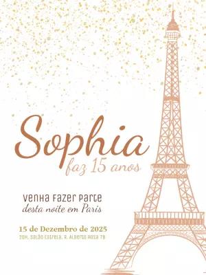 Convite 15 Anos Tema Paris Elegante para Editar Online