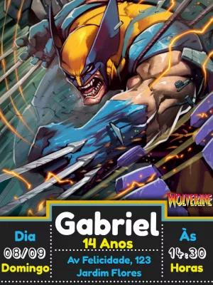 Convite de Aniversário Wolverine para Editar Online
