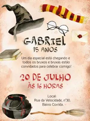 Convite de Aniversário Harry Potter para Editar Online