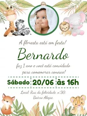 Convite de Aniversário Safari com Foto para Editar Online