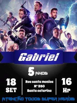 Convite de Aniversário Vingadores com Heróis para Editar Online