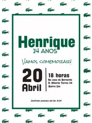 Convite Aniversário Tema Jacaré Estilo Grife para Editar Online