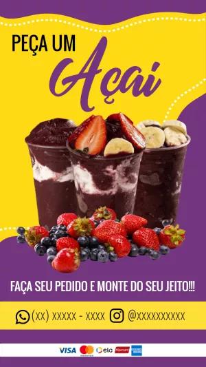 Post para Açaí Editável Online: Divulgue seu Delivery