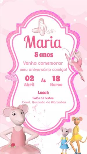 Convite Aniversário Angelina Ballerina para Editar Online