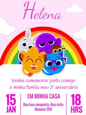 Convite de Aniversário Bolofofos com Personagens para Editar