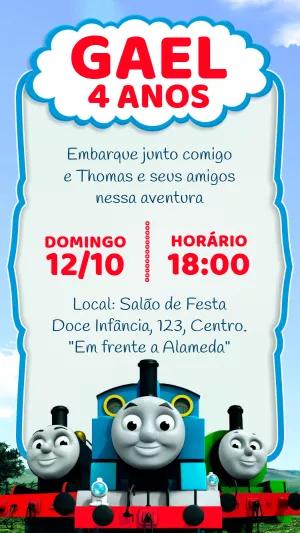 Convite Aniversário Thomas e Seus Amigos para Editar Online