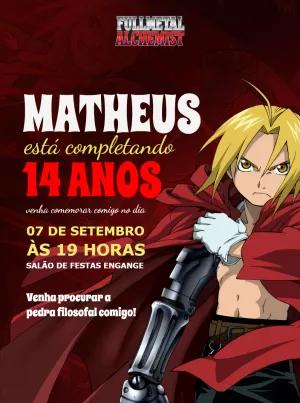 Convite de Aniversário Fullmetal Alchemist para Editar Online