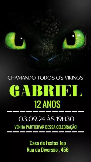 Convite Aniversário Como Treinar o Seu Dragão Editável Online