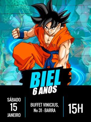Convite Aniversário Dragon Ball Z com Goku para Editar Online