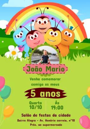 Convite de Aniversário Bichikids com Foto para Editar Online