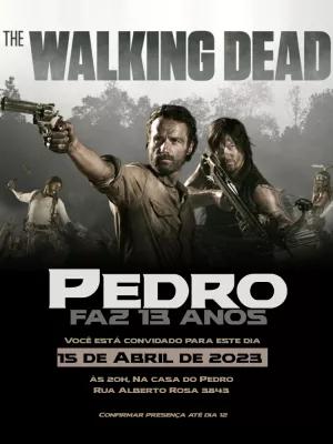 Convite Aniversário The Walking Dead para Editar Online