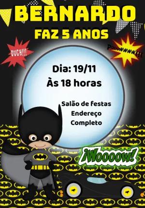 Convite de Aniversário Batman Cute para Editar Online