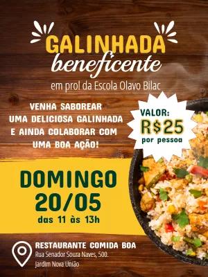 Modelo de Convite para Galinhada Beneficente para Editar Online