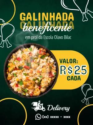 Flyer de Galinhada Beneficente para Editar Online