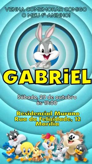 Convite Aniversário Looney Tunes Baby para Editar Online