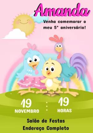 Convite Aniversário Galinha Pintadinha Candy Colors para Editar