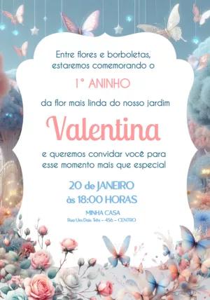 Convite Aniversário Jardim das Borboletas para Editar Online
