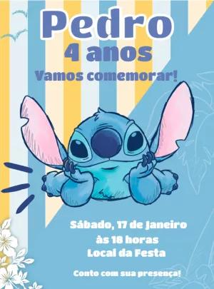 Convite de Aniversário Stitch para Editar Online