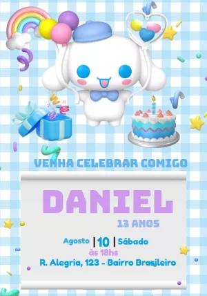 Convite de Aniversário Cinnamoroll para Editar Online e Imprimir