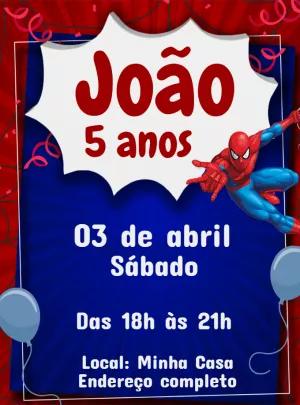 Convite de Aniversário Homem Aranha para Editar Online