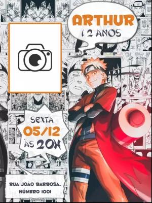Convite Aniversário Naruto com Foto Editável Online