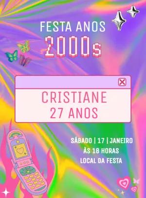Convite de Aniversário Festa Anos 2000 para Editar Online