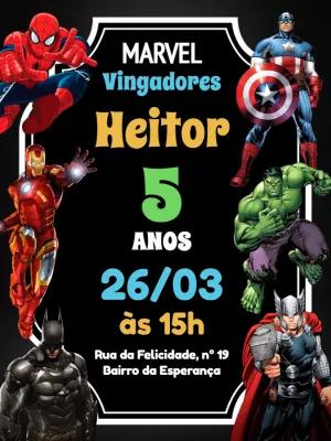 Convite Aniversário Super Heróis para Editar Online e Imprimir